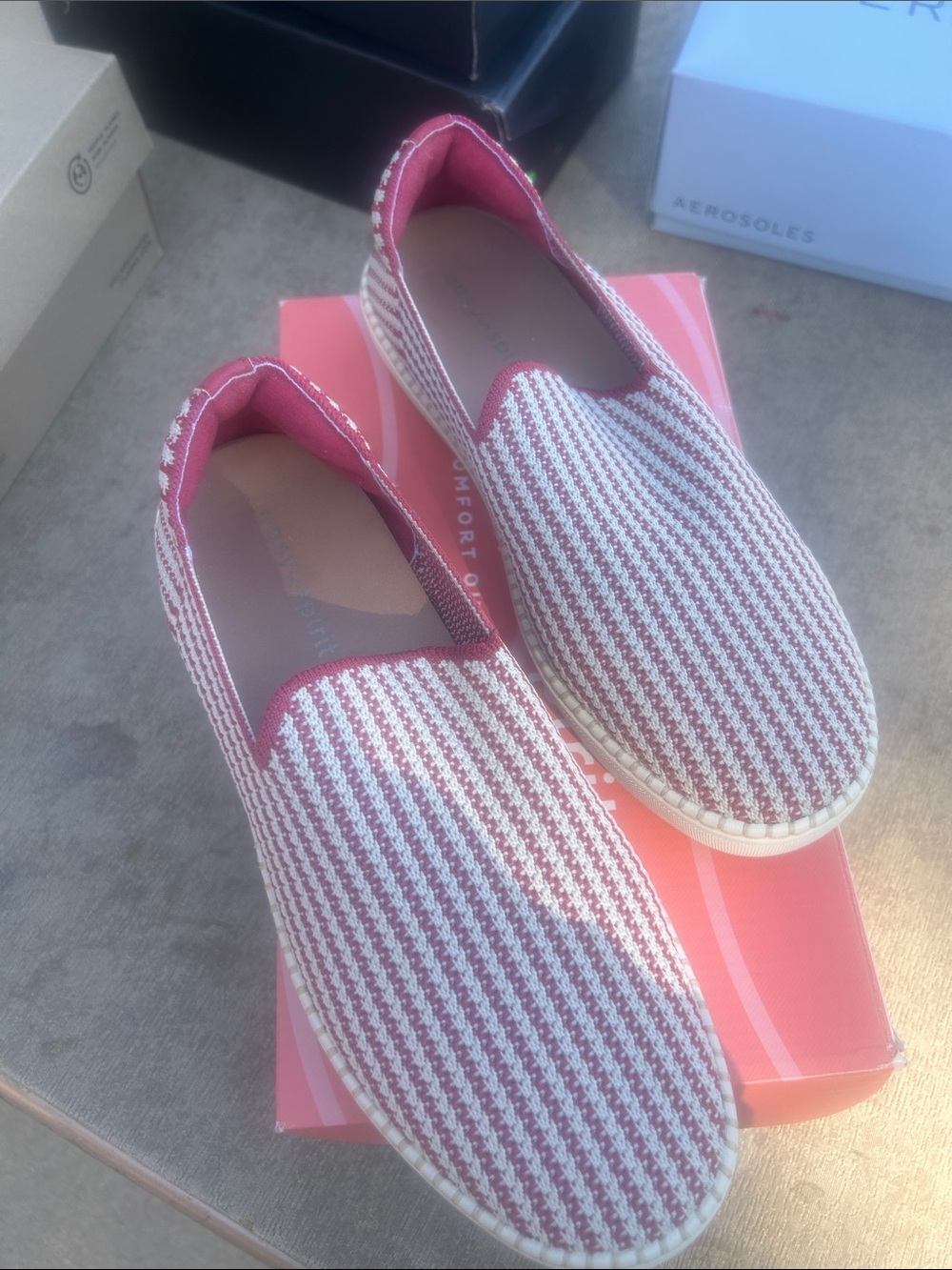Easy Spirit Women’s Slip-On Moccasins in Pink and White
